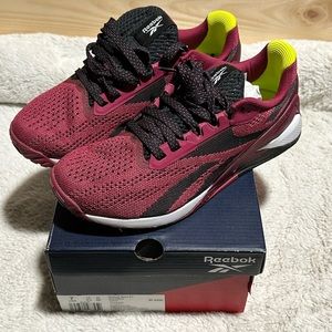 Size 7 Reebok Nano X1, burgundy/white/black
Worn once for an hour